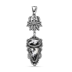 D'Joy Artisan Crafted White Buffalo 4.40 ctw Fancy Pendant without Chain in Sterling Silver 