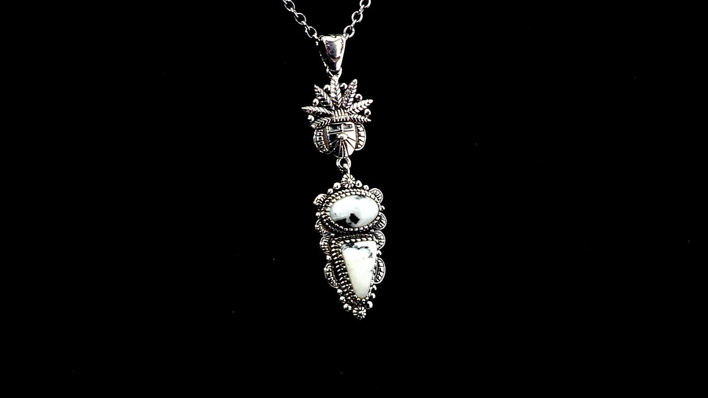 D'Joy Artisan Crafted White Buffalo 4.40 ctw Fancy Pendant without Chain in Sterling Silver