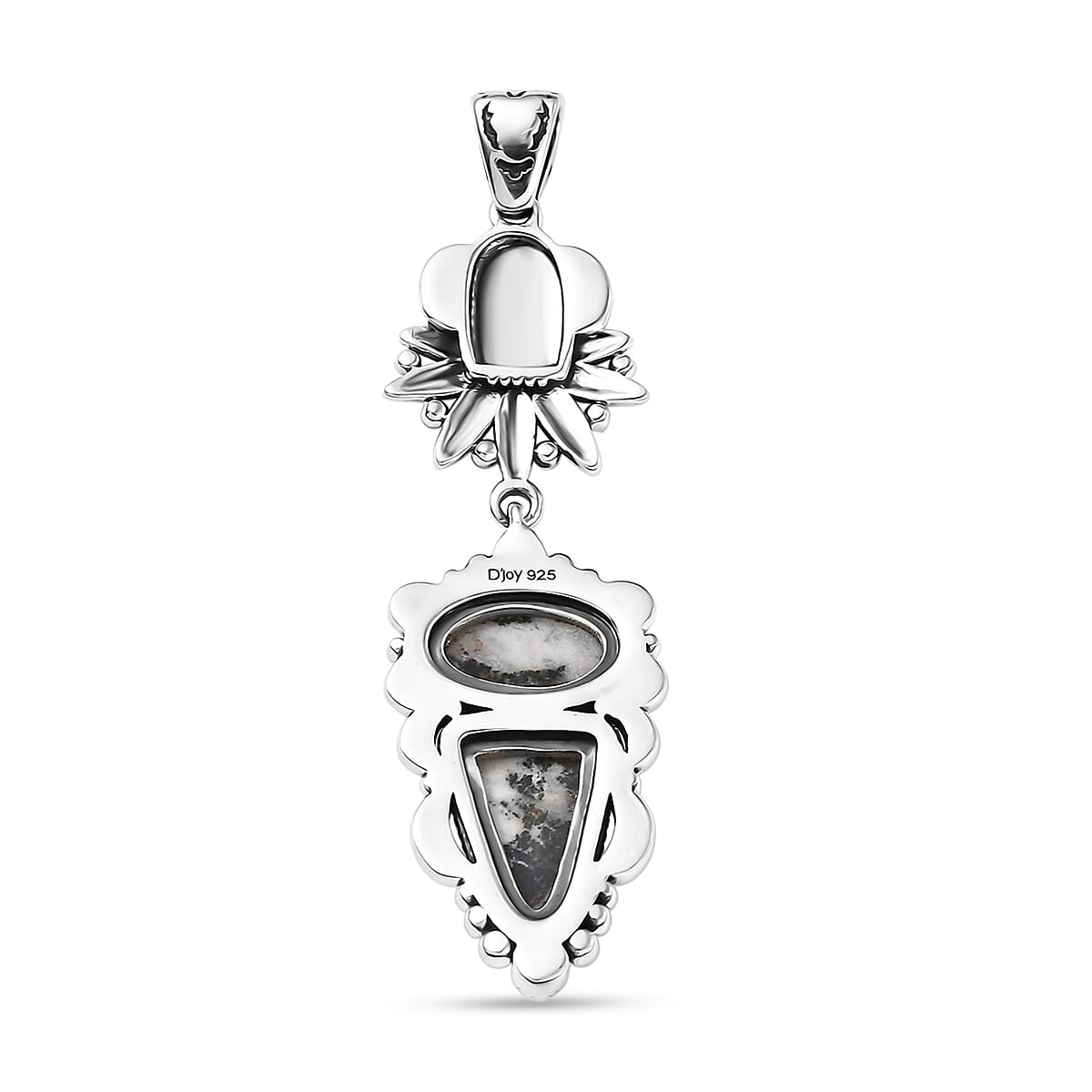 D'Joy Artisan Crafted White Buffalo 4.40 ctw Fancy Pendant without Chain in Sterling Silver 