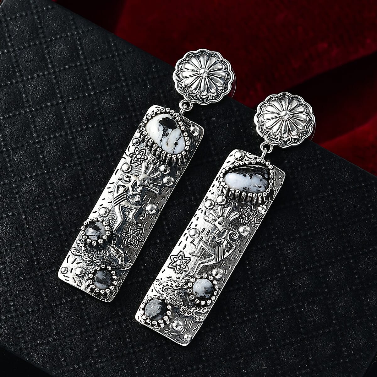 D'Joy Artisan Crafted White Buffalo 4.50 ctw Earrings in Sterling Silver  image number 1