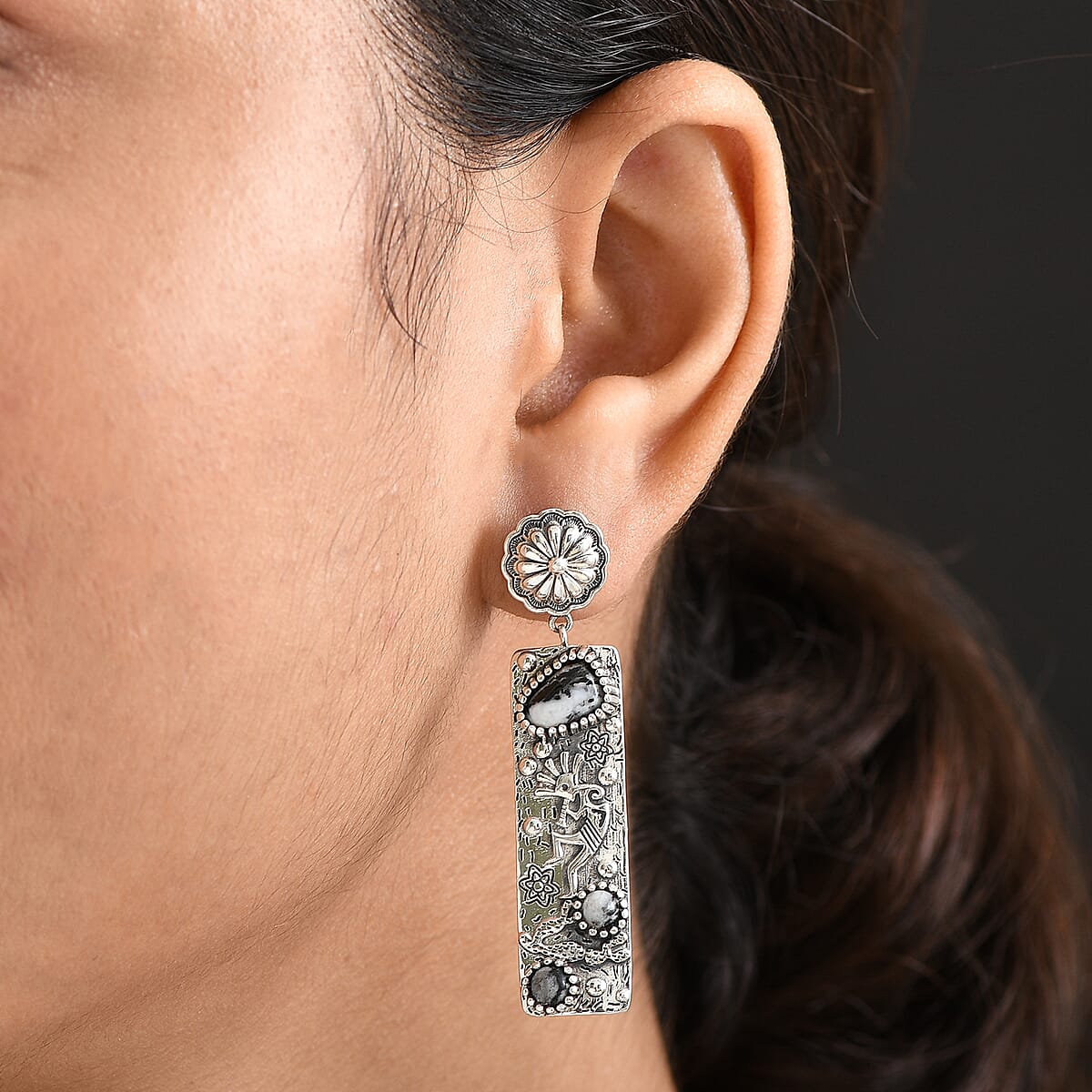 D'Joy Artisan Crafted White Buffalo 4.50 ctw Earrings in Sterling Silver  image number 2