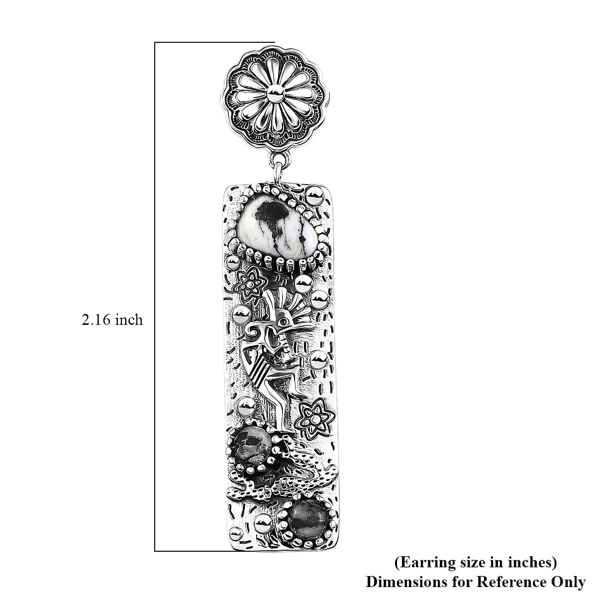 D'Joy Artisan Crafted White Buffalo 4.50 ctw Earrings in Sterling Silver