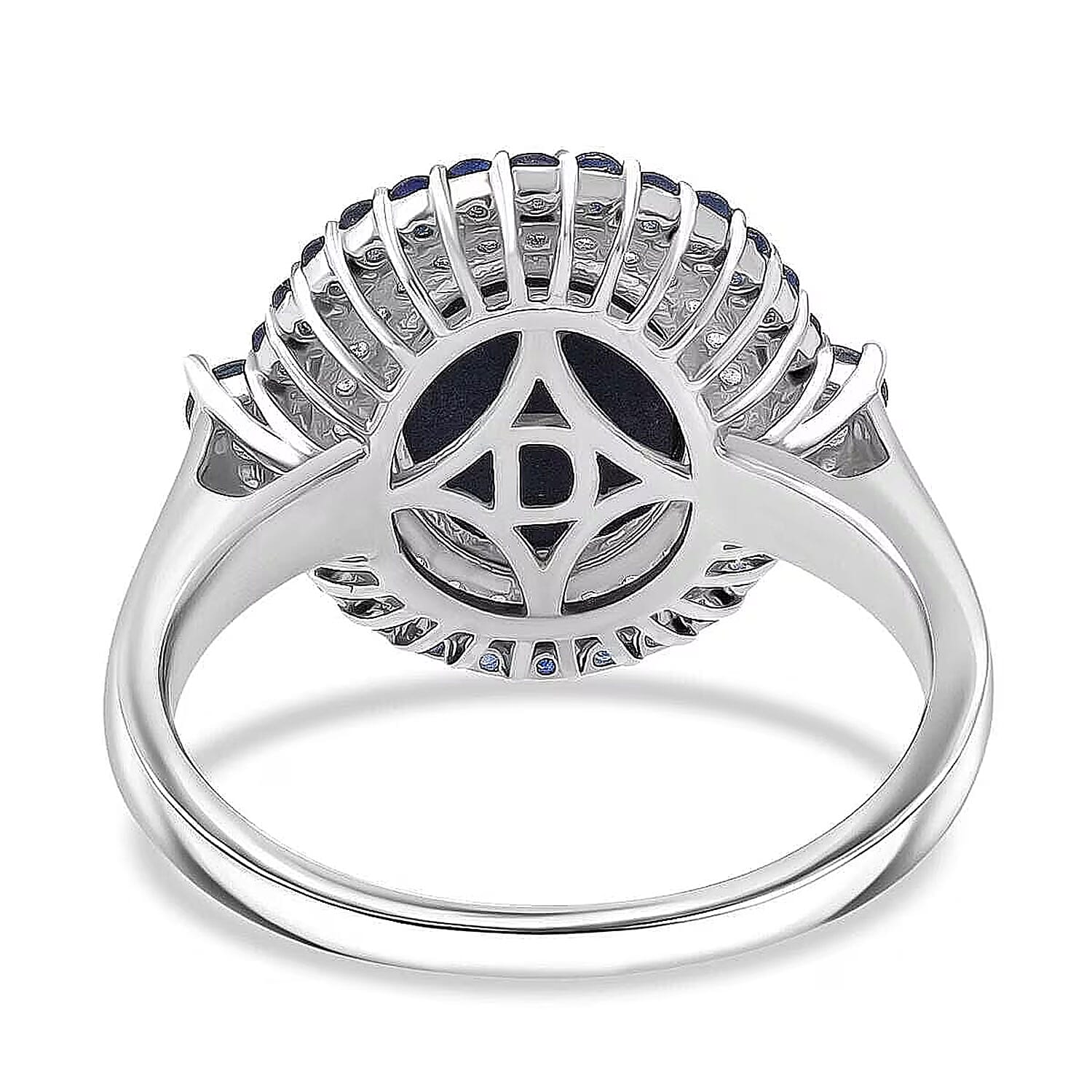 D'Joy Blue Star Sapphire, Multi Gemstone Ring in Rhodium Over Sterling Silver 5.75 ctw (Size 10.0)