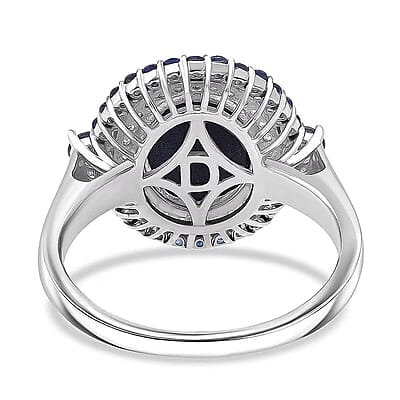 D'Joy Blue Star Sapphire, Multi Gemstone Ring in Rhodium Over Sterling Silver 5.75 ctw (Size 10.0)