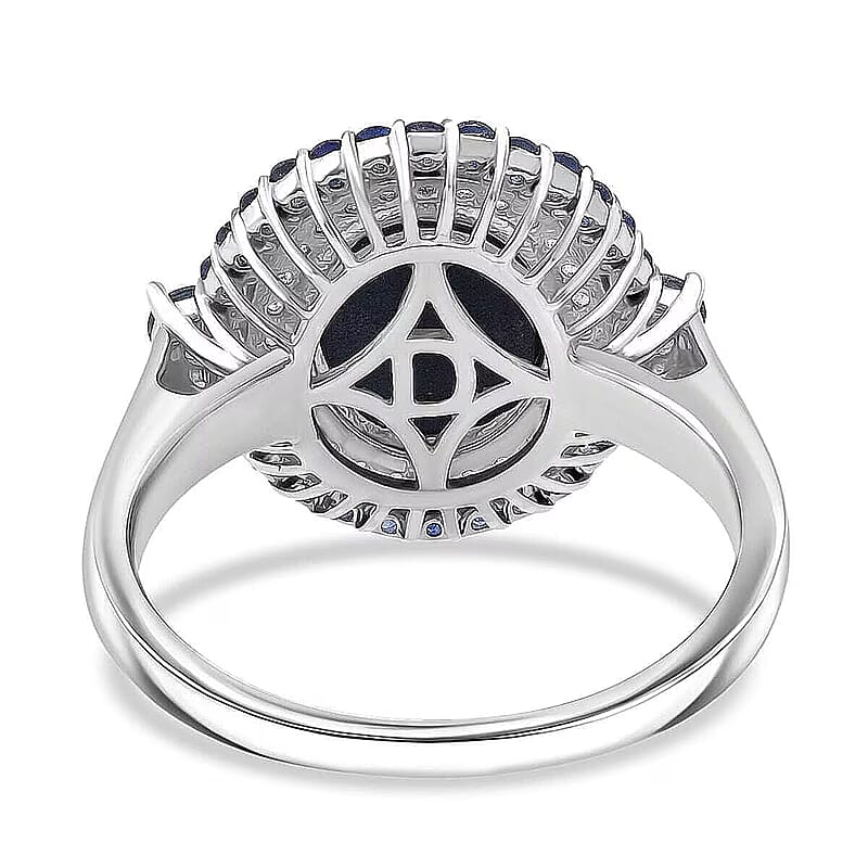 D'Joy Blue Star Sapphire, Multi Gemstone Ring in Rhodium Over Sterling Silver 5.75 ctw (Size 11.0)