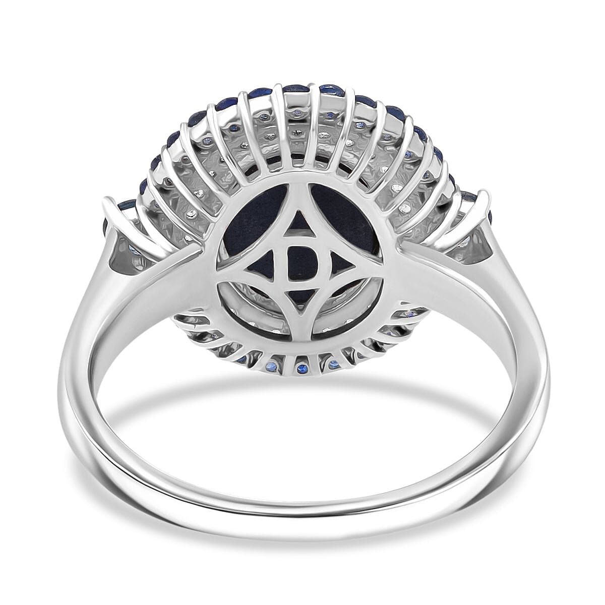 D'Joy Premium Blue Star Sapphire (DF) and Multi Gemstone 5.75 ctw Royal Starflare Ring in Rhodium Over Sterling Silver (Size 8.0) image number 4