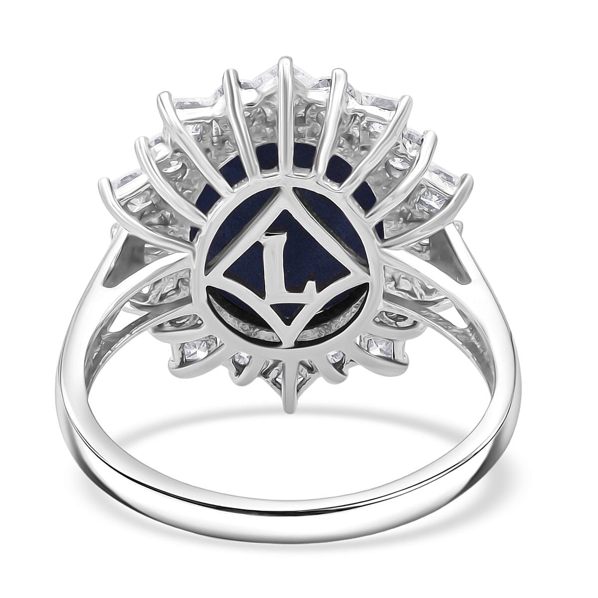 Luxoro Premium Blue Star Sapphire (DF) and Moissanite 9.15 ctw Starborn Majesty Ring in 10K White Gold (Size 8.0) image number 4
