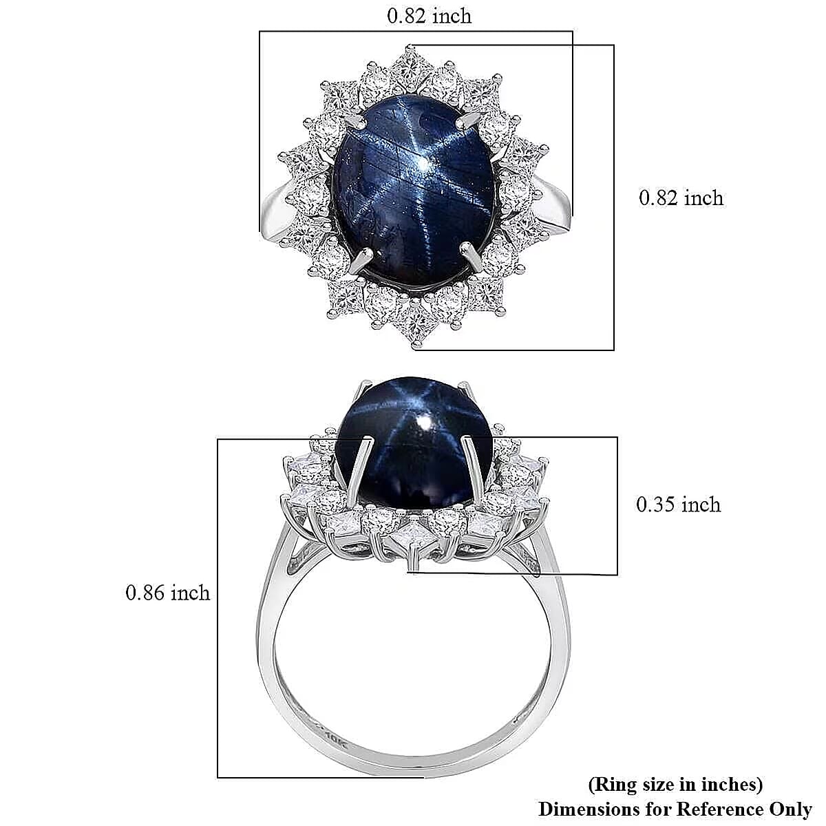 Premium Blue Star Sapphire (DF) 10.0) and Moissanite 9.15 ctw Starborn Majesty Ring in 10K White Gold (Size 10.0) image number 5