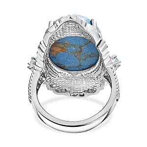 EverTrue Blue Turquoise and Sky Blue Topaz 15.90 ctw Ring in Stainless Steel (Size 8.0)