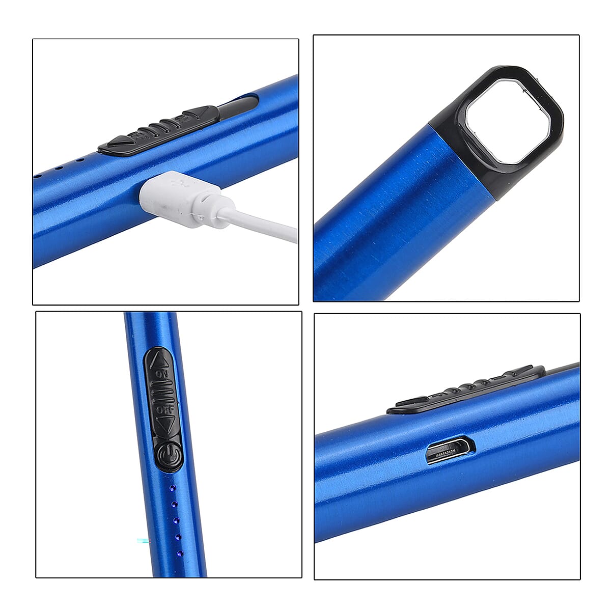 Livmore Rechargeable Flameless Stainless Steel Electric Lighter - Blue image number 7