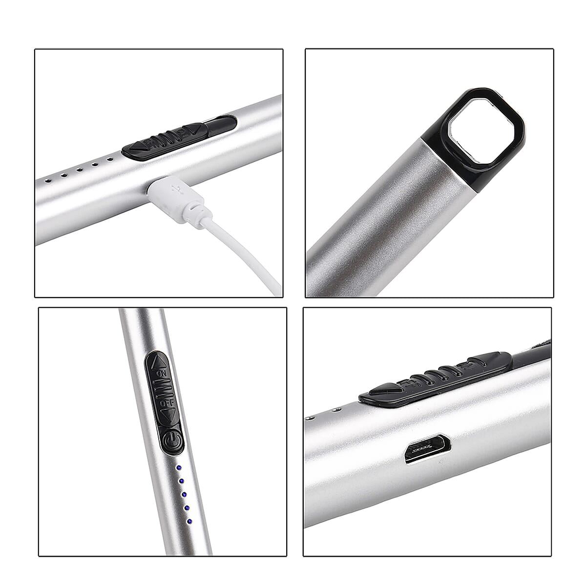 Livmore Rechargeable Flameless Stainless Steel Electric Lighter - Silver image number 7