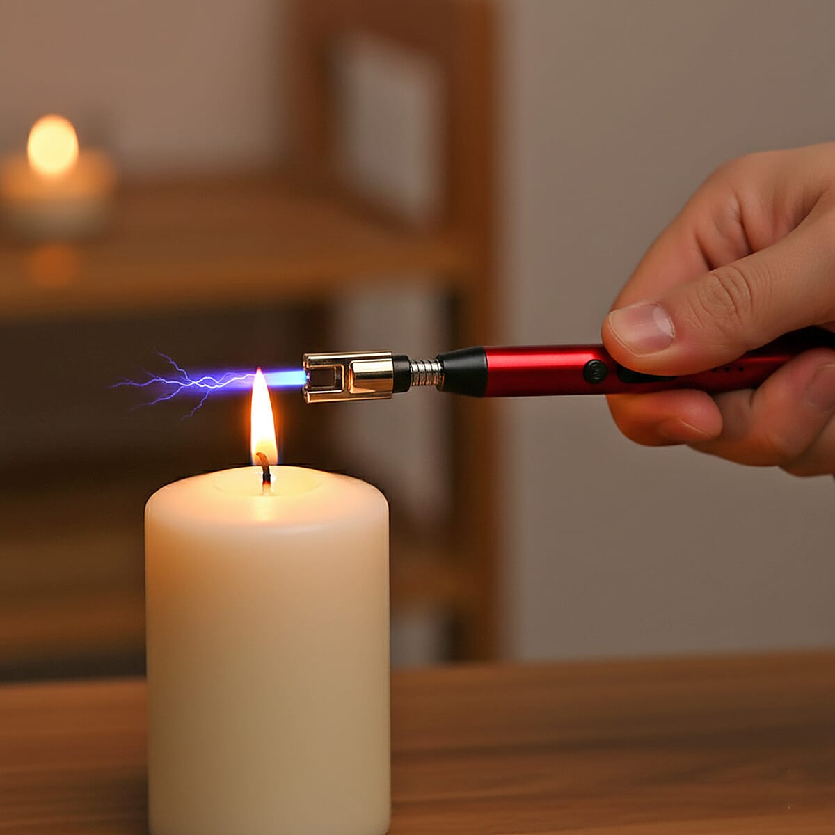 Livmore Rechargeable Flameless Stainless Steel Electric Lighter - Red image number 2