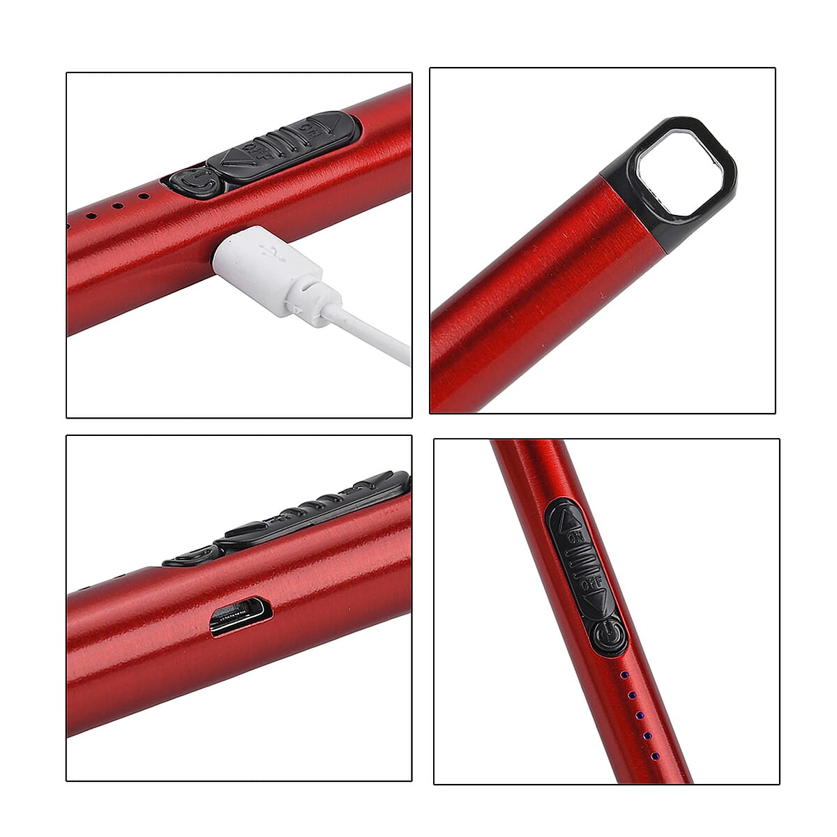 Livmore Rechargeable Flameless Stainless Steel Electric Lighter - Red image number 7