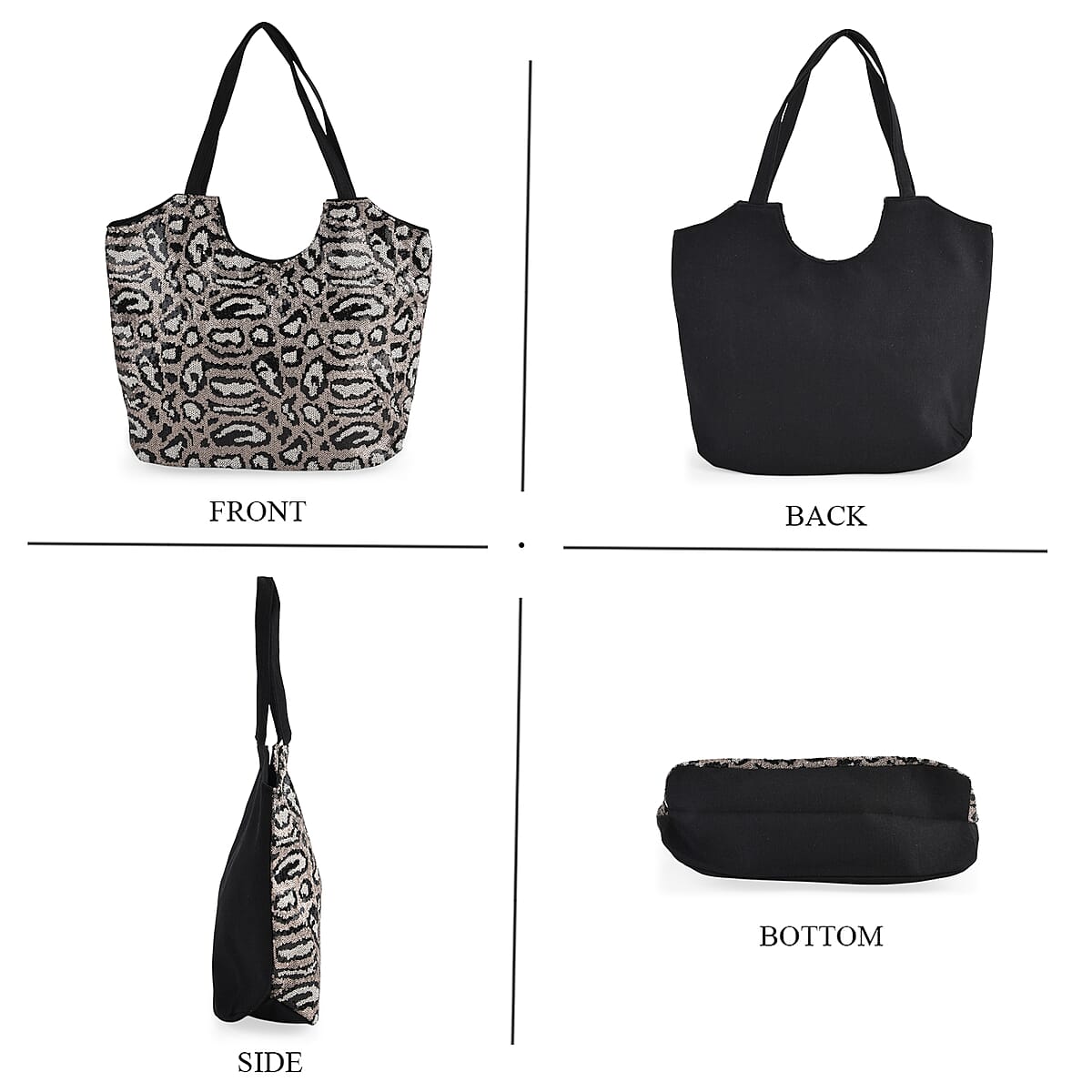 Tamsy Leopard Sequin Tote Bag image number 1
