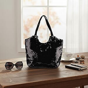 Tamsy Black Sequin Tote Bag