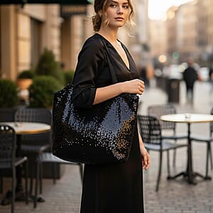 Tamsy Black Sequin Tote Bag
