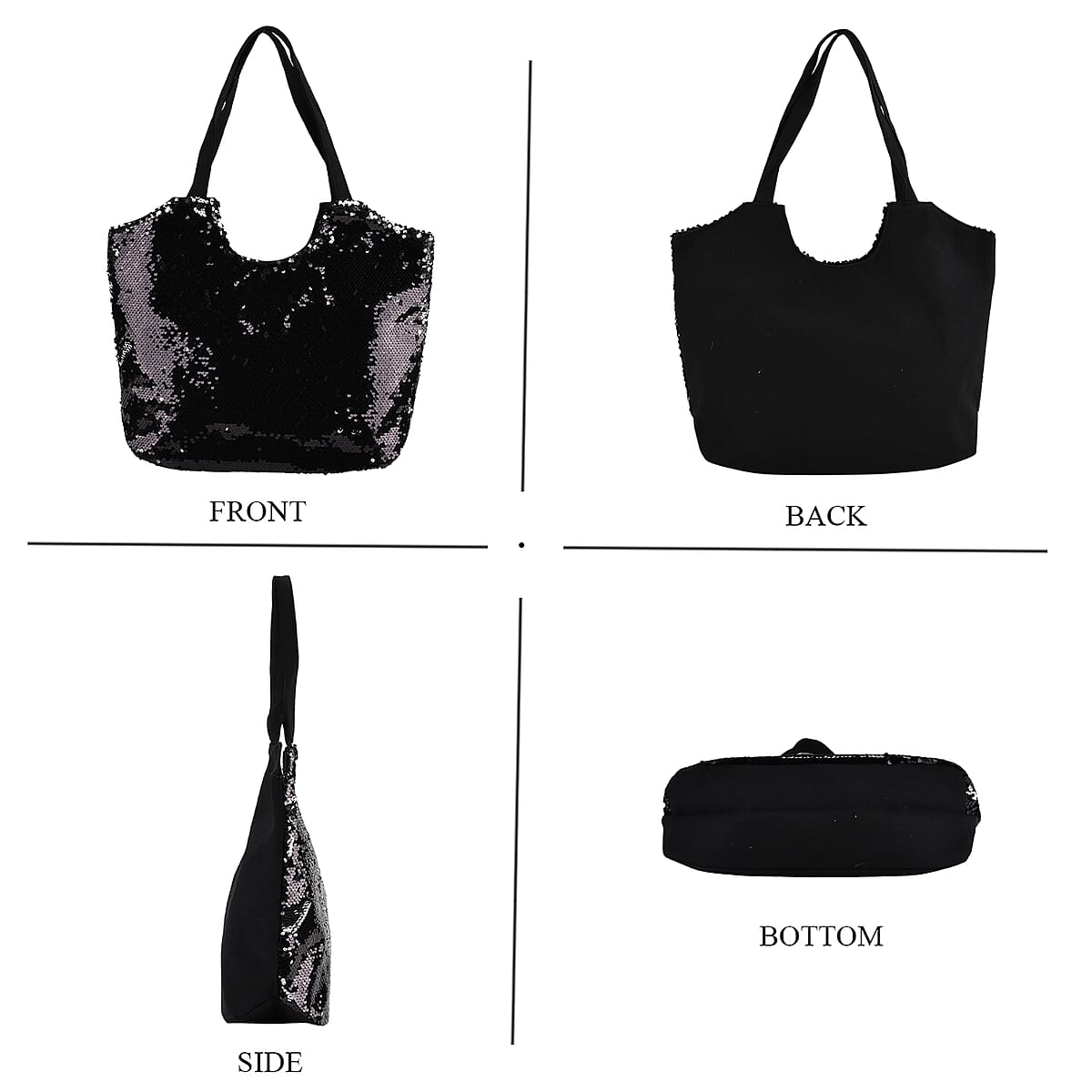 Tamsy Black Sequin Tote Bag image number 3