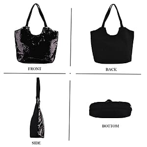Tamsy Black Sequin Tote Bag
