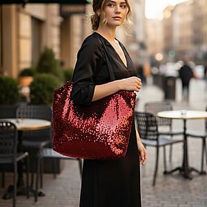 Tamsy Red Sequin Tote Bag