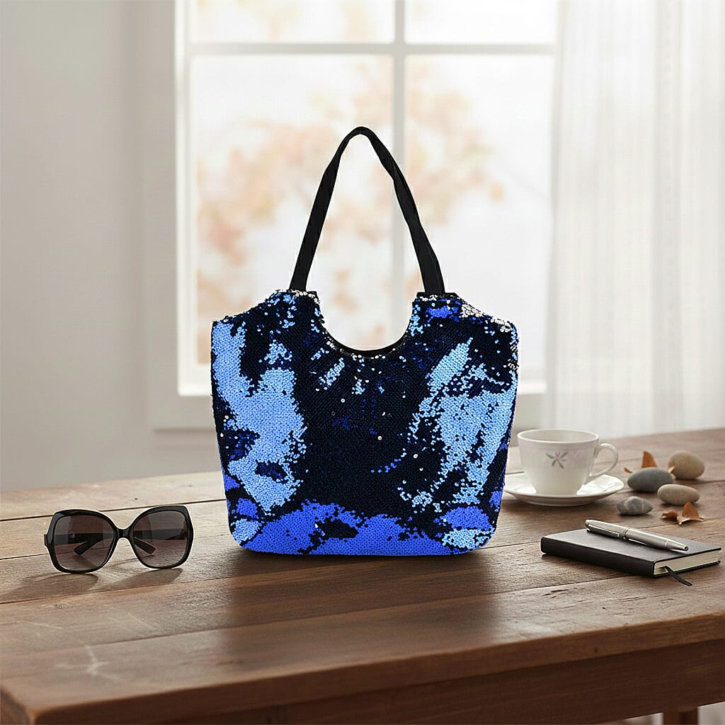 Buy Tamsy Blue Sequin Tote Bag at ShopLC.