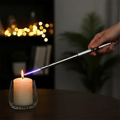 Livmore Rechargeable Flameless Stainless Steel Electric Lighter - Silver