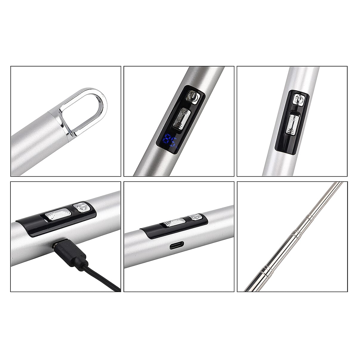 Livmore Rechargeable Flameless Stainless Steel Electric Lighter - Silver image number 7