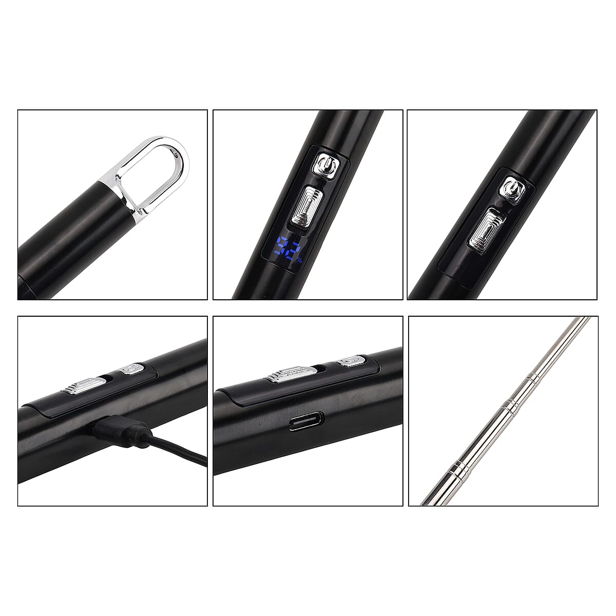 Livmore Rechargeable Flameless Stainless Steel Electric Lighter - Silver and Black image number 7