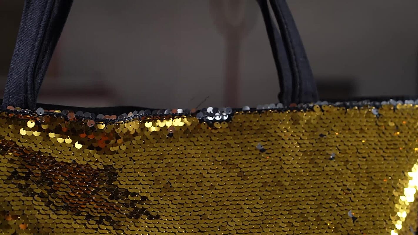 Tamsy Yellow Sequin Tote Bag (18"x5.7"x11.5")
