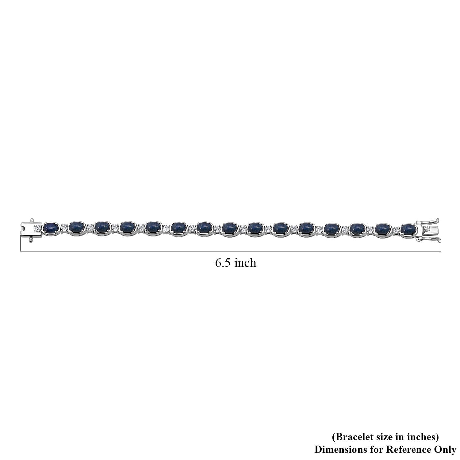 D'Joy Blue Star Sapphire (DF) and Moissanite 12.15 ctw Eternal Starlace Bracelet in Rhodium Over Sterling Silver (6.50 In)