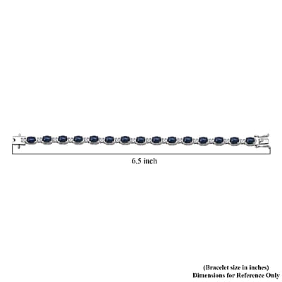 D'Joy Blue Star Sapphire (DF) and Moissanite 12.15 ctw Eternal Starlace Bracelet in Rhodium Over Sterling Silver (6.50 In)
