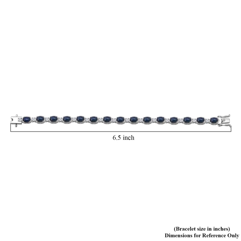 D'Joy Blue Star Sapphire (DF) and Moissanite 12.15 ctw Eternal Starlace Bracelet in Rhodium Over Sterling Silver (6.50 In)
