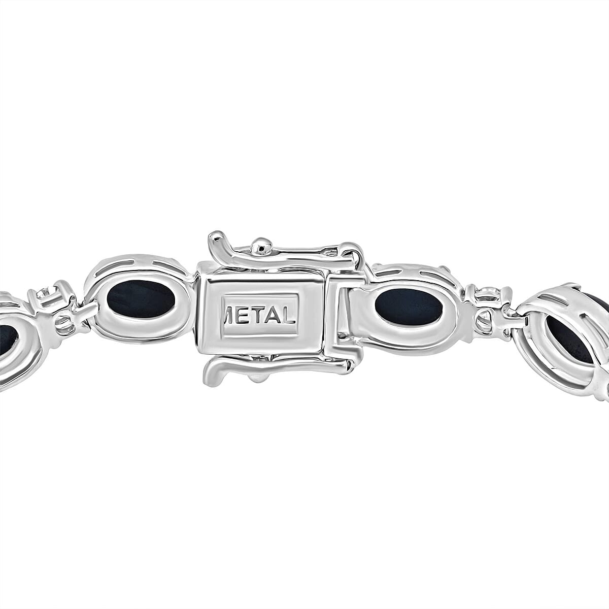 D'Joy Blue Star Sapphire (DF) and Moissanite 15.40 ctw Eternal Starlace Bracelet in Rhodium Over Sterling Silver (8.00 In) image number 3