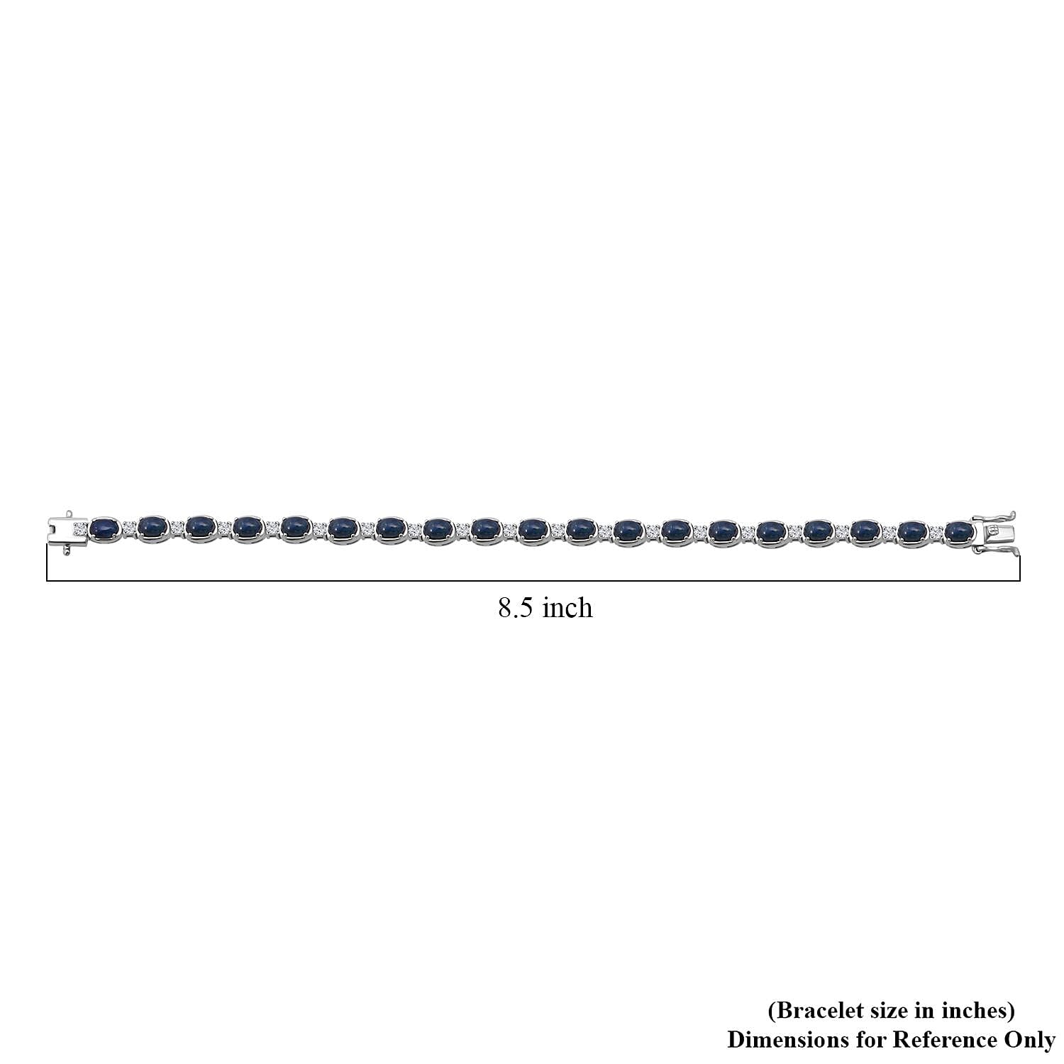D'Joy Blue Star Sapphire (DF) and Moissanite 15.40 ctw Eternal Starlace Bracelet in Rhodium Over Sterling Silver (8.00 In)