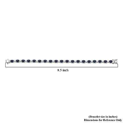 D'Joy Blue Star Sapphire (DF) and Moissanite 15.40 ctw Eternal Starlace Bracelet in Rhodium Over Sterling Silver (8.00 In)