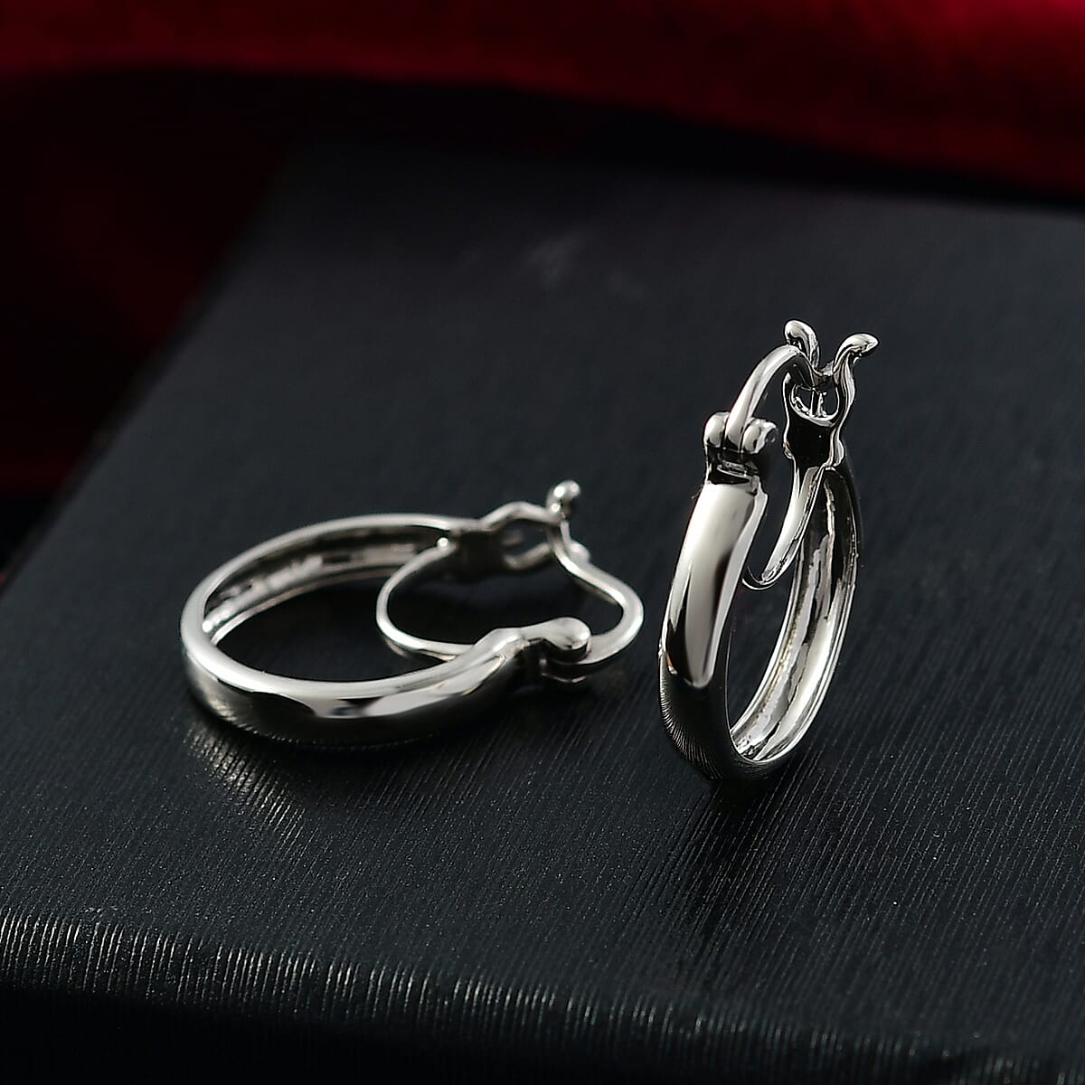 950 Palladium Hoop Earrings image number 1