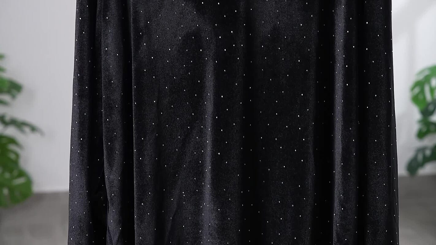 Tamsy Black Crystal Embedded Glitter Top with Goodie - One Size Fits Most