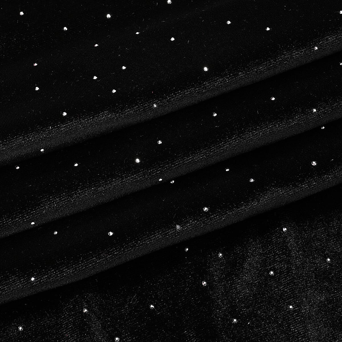 Doorbuster Tamsy Black Crystal Embedded Glitter Top with Hoodie - One Size Fits Most image number 3