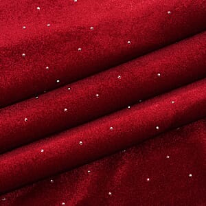  Tamsy Red Crystal Embedded Glitter Top with Hoodie - One Size Fits Most