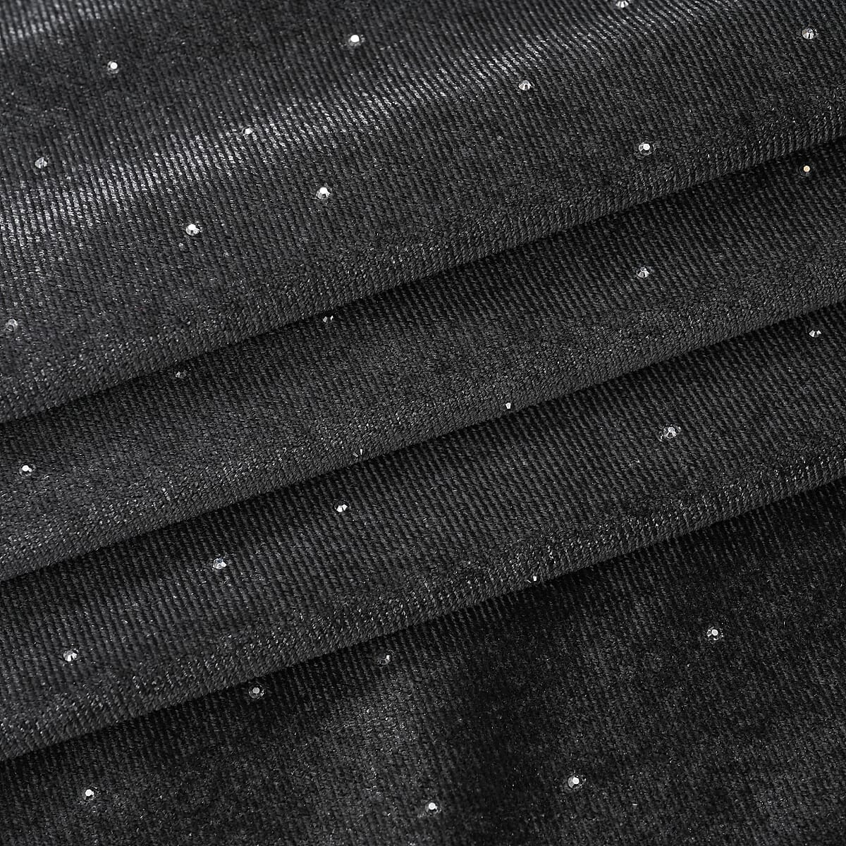  Tamsy Gray Crystal Embedded Glitter Top with Hoodie - One Size Fits Most image number 3