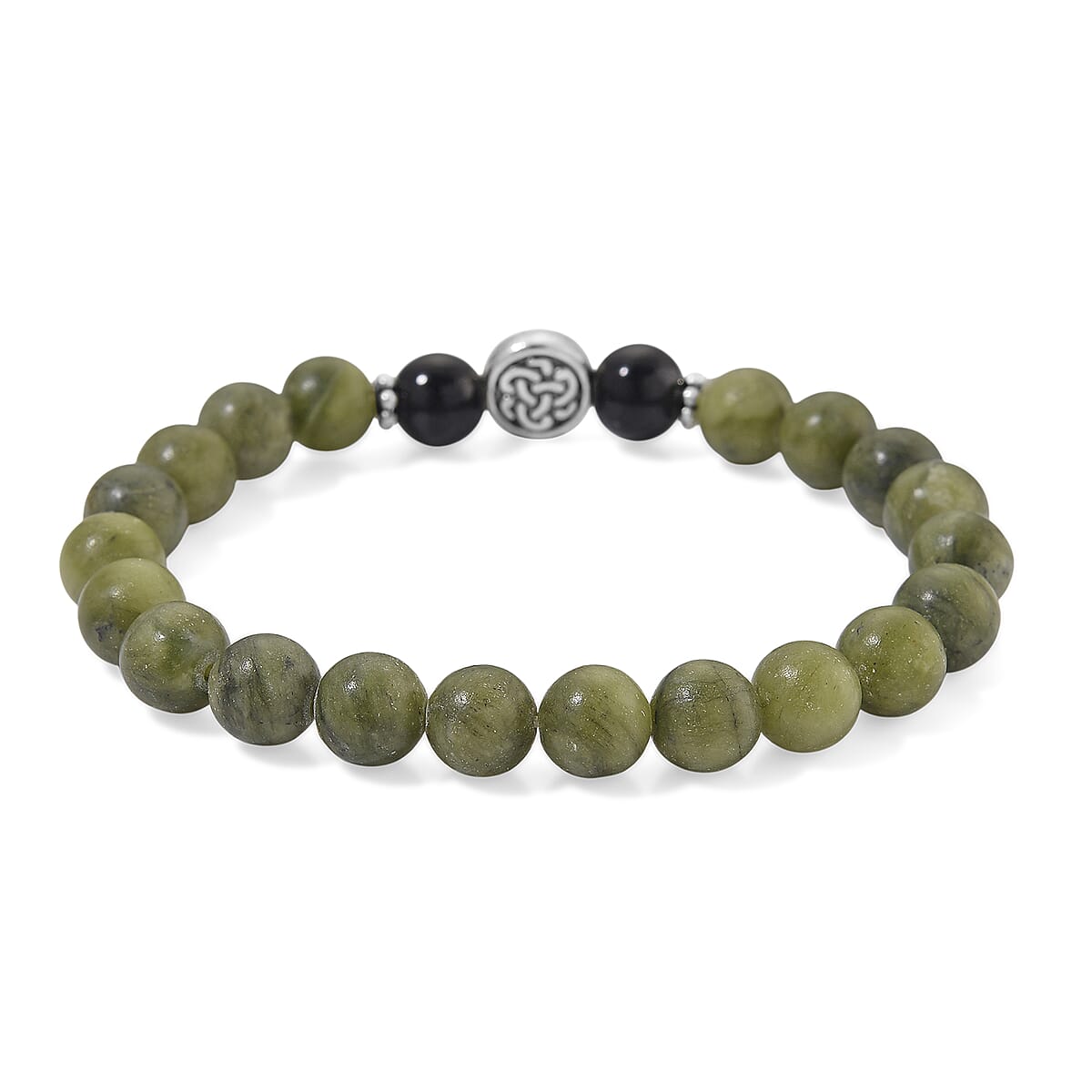 Connemara Marble and Shungite 85.00 ctw Beaded Stretch Bracelet in Silvertone image number 2