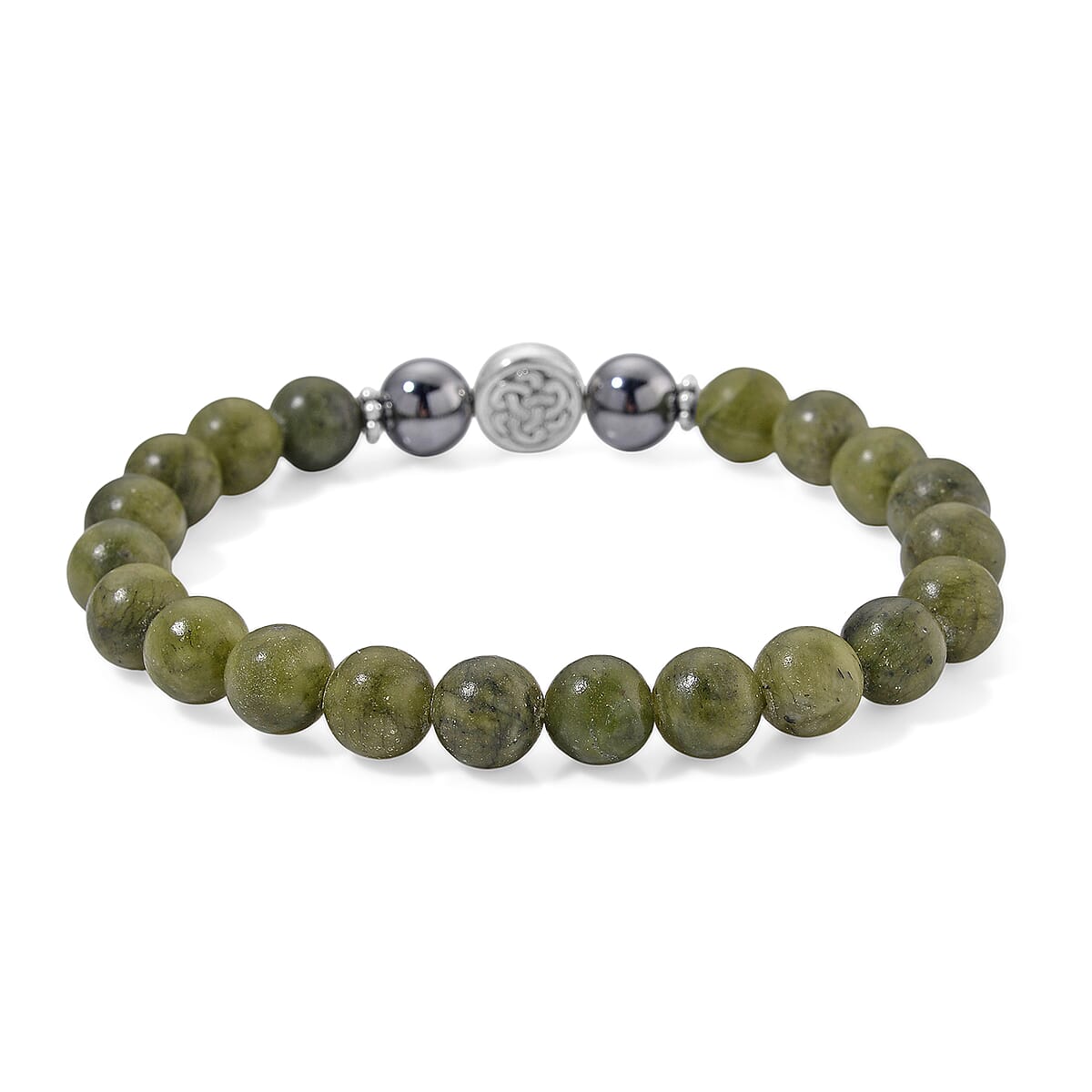 Connemara Marble and Terahertz 108.00 ctw Beaded Stretch Bracelet image number 2