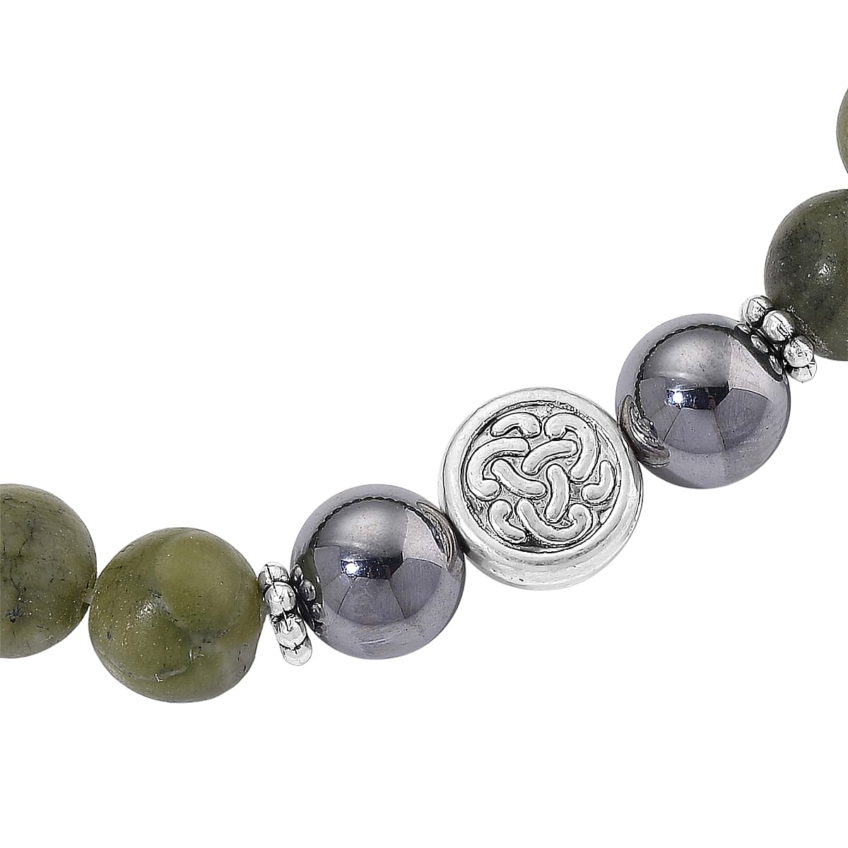 Connemara Marble and Terahertz 108.00 ctw Beaded Stretch Bracelet image number 3