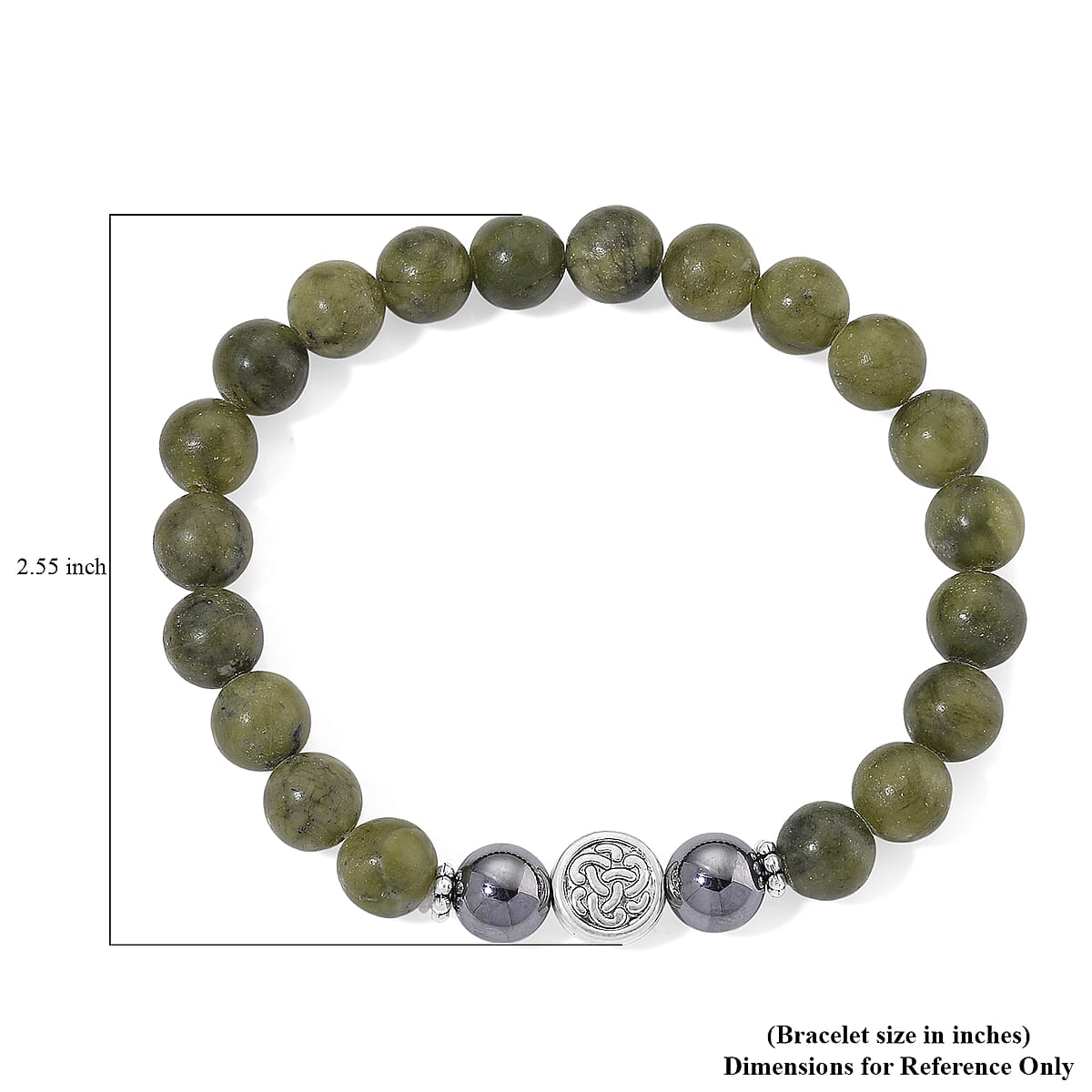 Connemara Marble and Terahertz 108.00 ctw Beaded Stretch Bracelet image number 4