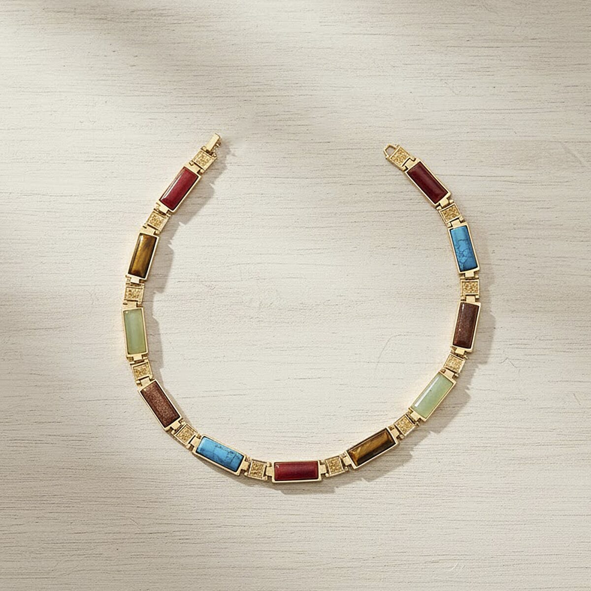 Multi Gemstone 50.00 ctw Necklace in Goldtone 16.5 Inches image number 1