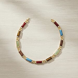 Multi Gemstone 50.00 ctw Necklace in Goldtone 16.5 Inches