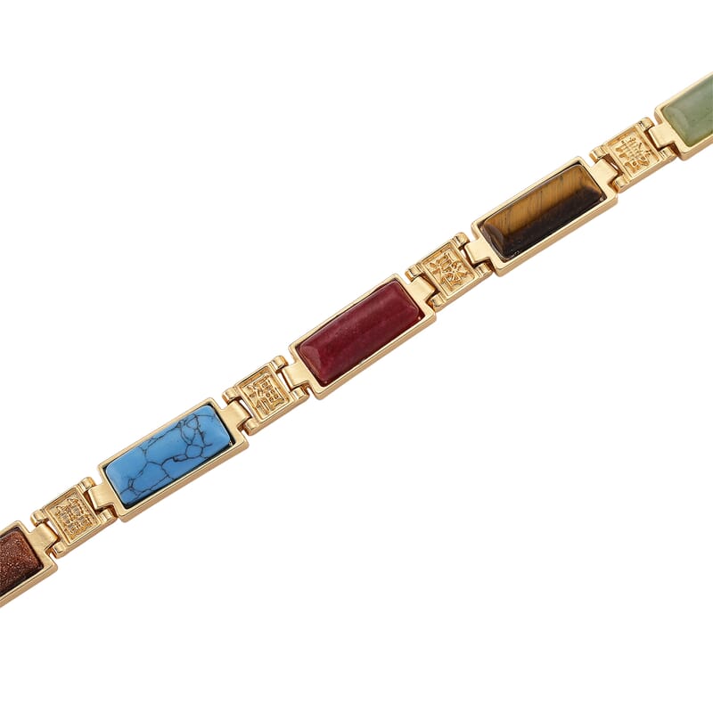 Multi Gemstone 50.00 ctw Necklace in Goldtone 16.5 Inches