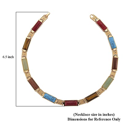 Multi Gemstone 50.00 ctw Necklace in Goldtone 16.5 Inches
