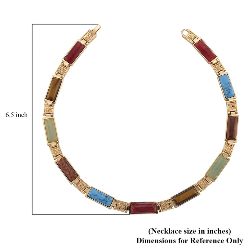 Multi Gemstone 50.00 ctw Necklace in Goldtone 16.5 Inches
