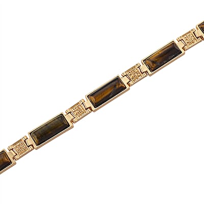 Yellow Tigers Eye 50.00 ctw Necklace in Goldtone 16.5 Inches