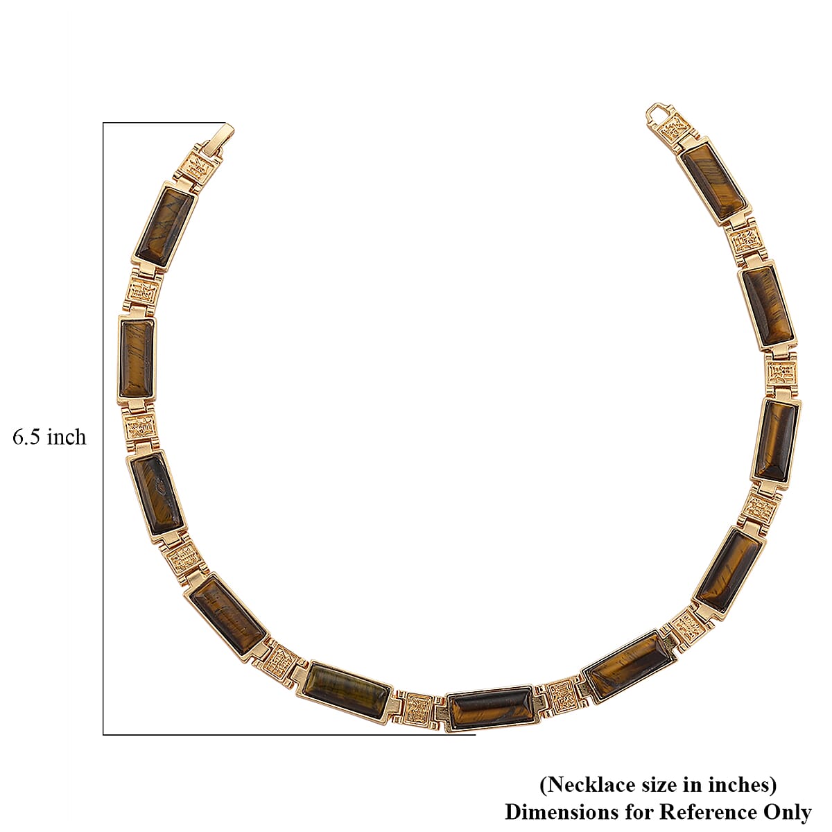 Yellow Tigers Eye 50.00 ctw Necklace in Goldtone 16.5 Inches image number 6